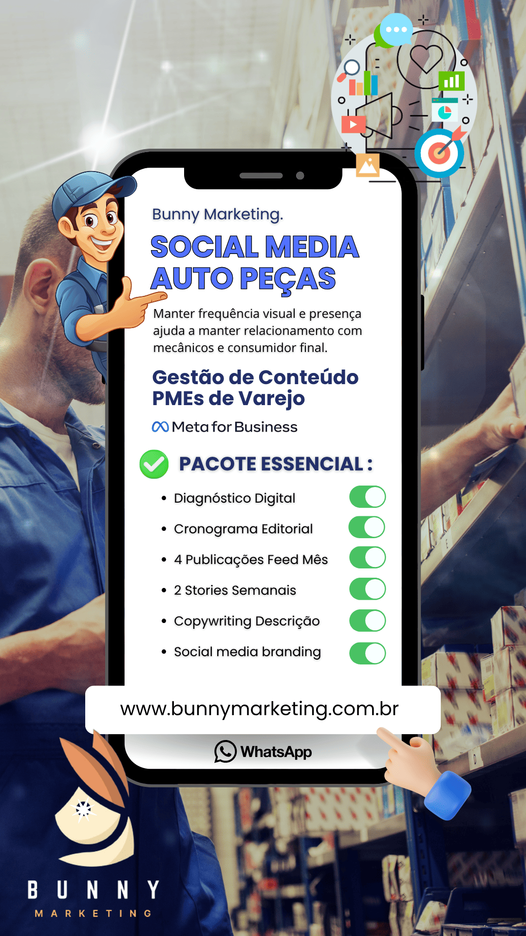 Social Media para Auto Peças Bunny Marketing